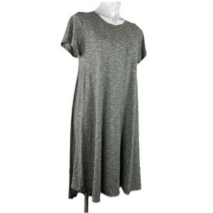 Lularoe Carly Dress Small Heather Olive Green Hi Lo Short Sleeve Solid Stretchy